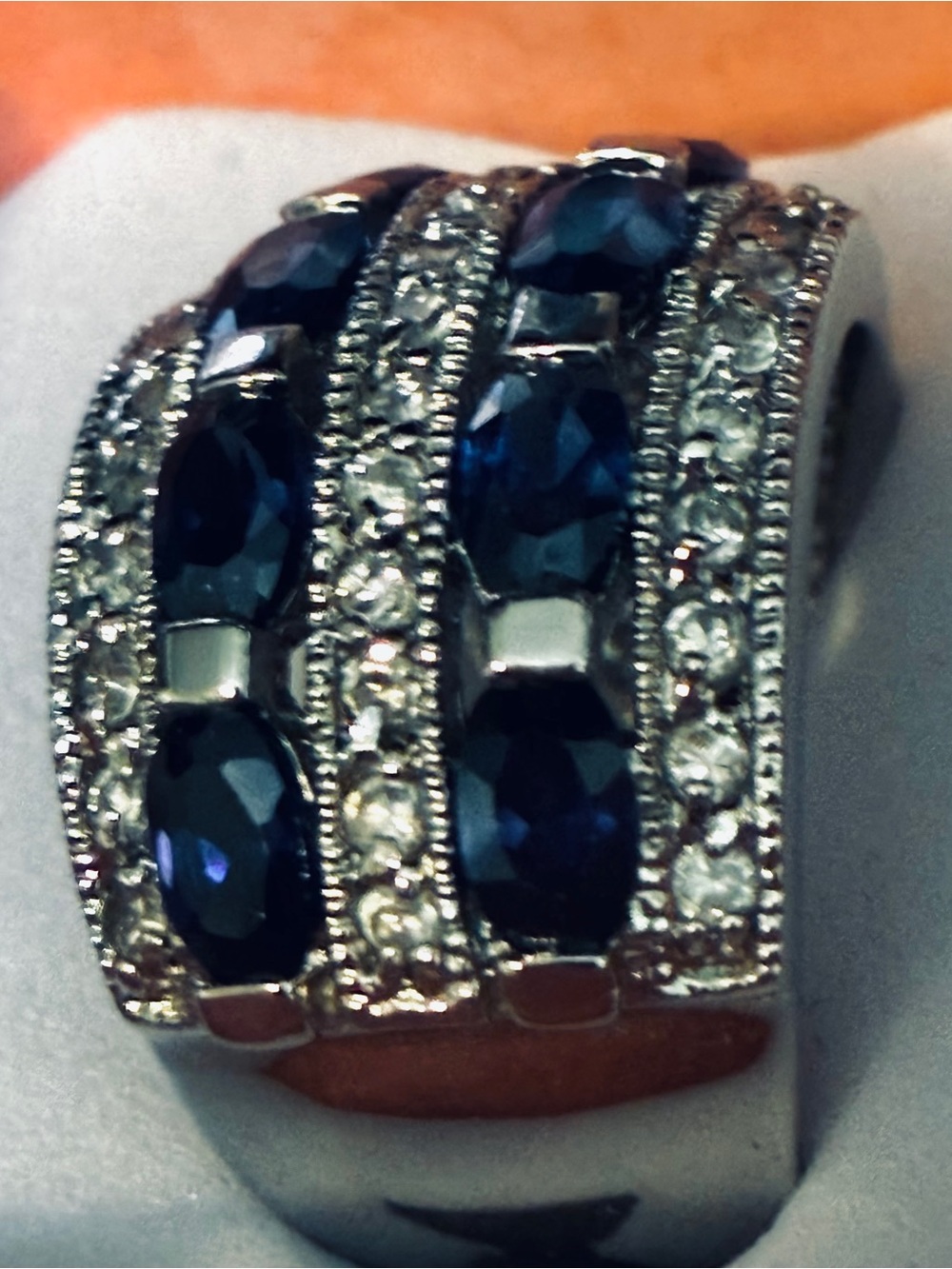Premier Designs Ring with Crystals and below Blue Gemstones - Picture 5 of 6